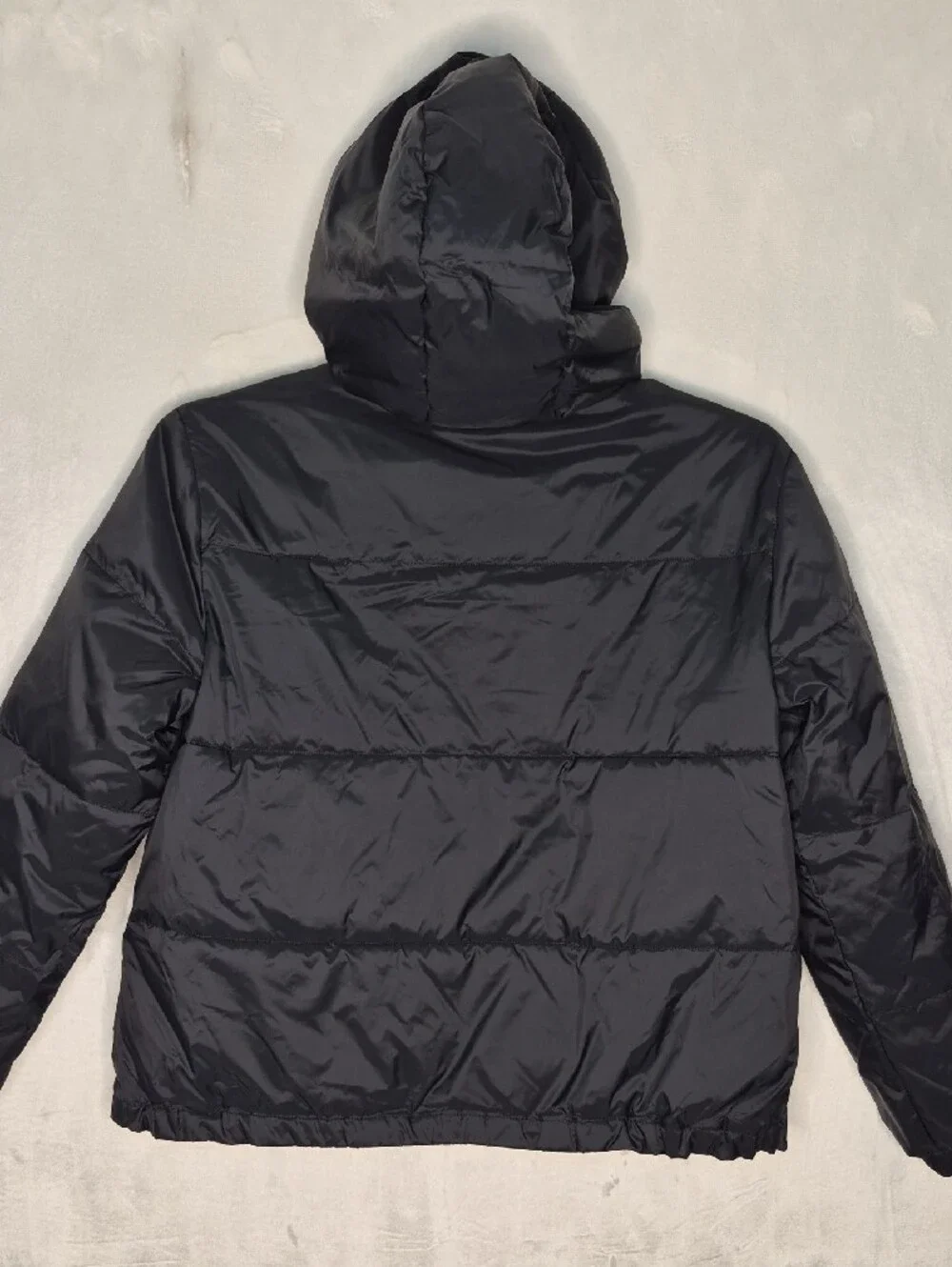Madewell Hooded Chevron Quilted Short Puffer Jacket Black Small S - Picture 11 of 11
